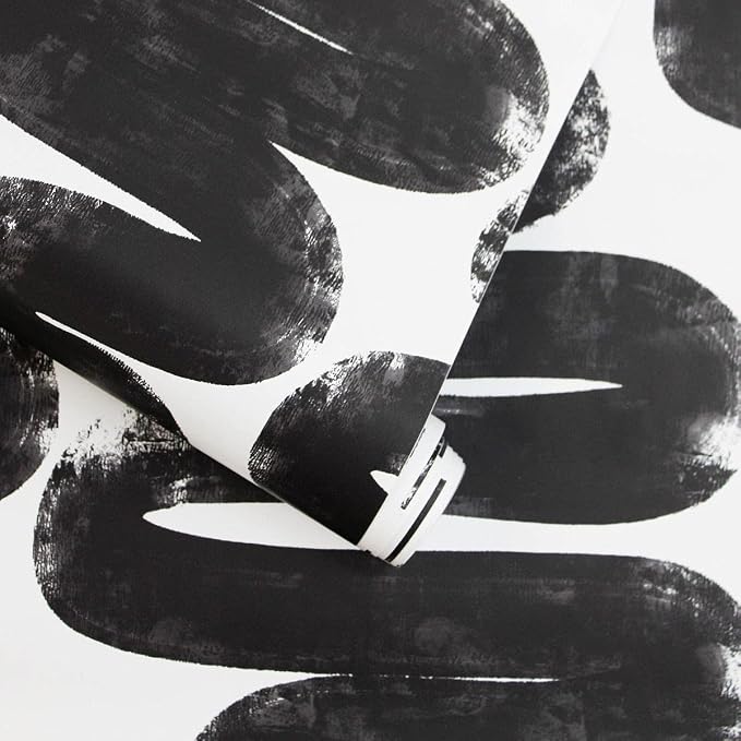 Tempaper x Bobby Berk White & Black Wiggle Room Removable Peel and Stick Wallpaper, 20.5 in X 16.5 ft, Made in The USA - Image 2