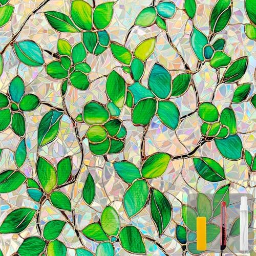 Rainbow Stained Glass Window Privacy Film Static Cling23.6x78.7in by Countewolwindowfilm