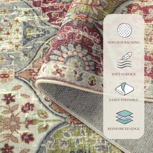 Lahome Moroccan Trellis Washable Orange Rug, 2x3 Entryway Rugs for Kitchen Bathroom, Non-Slip Indoor Door Mat Ultra-Thin, Small Throw Carpet for Bedroom Entry Elise, Orange/Terracotta - Image 6