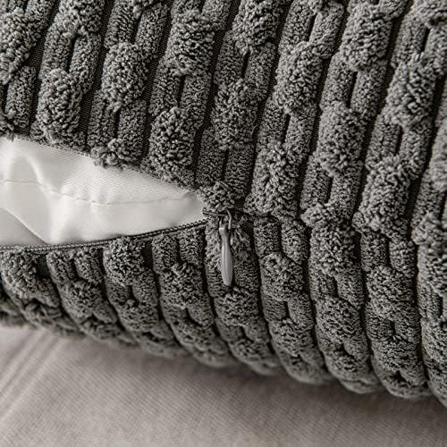 MIULEE Lumbar Decorative Throw Pillow Covers 12x20 Dark Grey Corduroy - Image 3