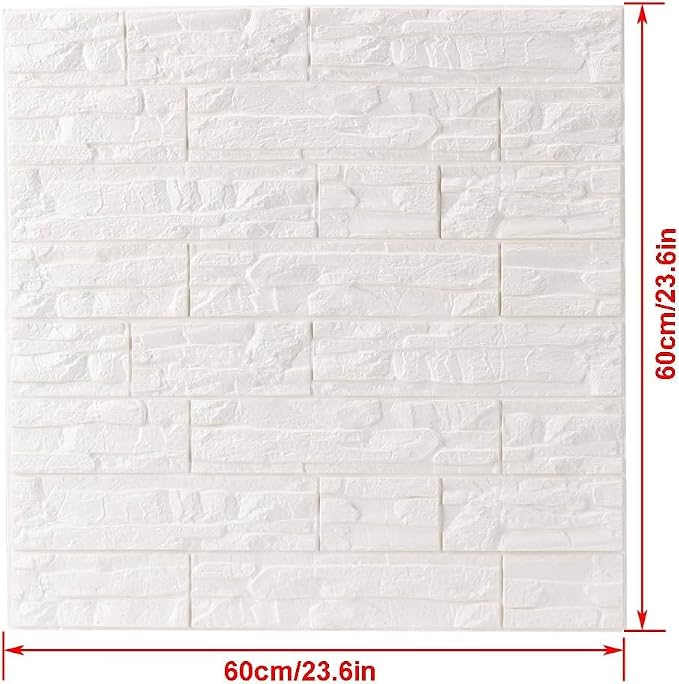 24Pcs 3D Faux Stone Wall Panels Self-Adhesive Foam Wallpaper White | Faux Brick Interior Wall Covering Panels Thick Peel and Stick Waterproof Textured Wallpaper for Home Office Walls Decorative - Image 2
