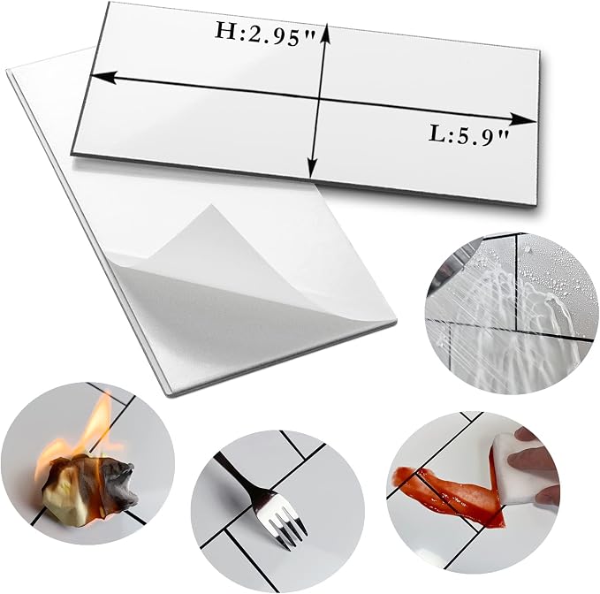 AULIGET 100-Piece Polished White Thick PVC Peel and Stick Backsplash, 3" x 6" Waterproof Subway Tile Peel and Stick Wall Tiles for Kitchen & Bathroom - Image 5