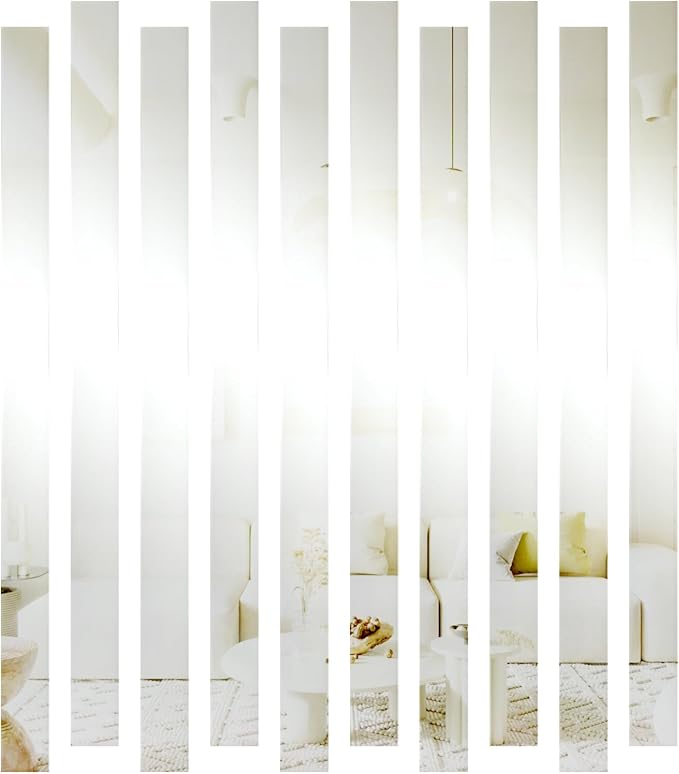 10Pcs DIY Striped Mirror Stickers 1.18" Wide Self Adhesive Decor by Nicerity