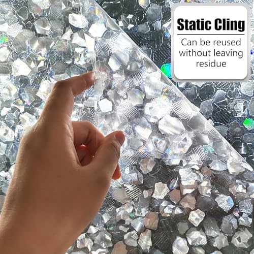 Window Privacy Film, Pebble Decorative Static Cling Glass Sticker No Glue Removable Window Tint with Installation Tools, Anti-UV Front Door Glass Covering for Home, 23.6" x 157.4" - Image 4