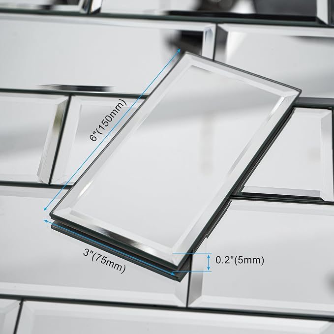 40-Pack Real Glass Mirror Subway Tiles, 3"x6" Beveled Peel and Stick Backsplash for Kitchen, 5mm Heat-Resistant DIY Wall Tiles (Approx 5 Sq. Ft.) - Image 7