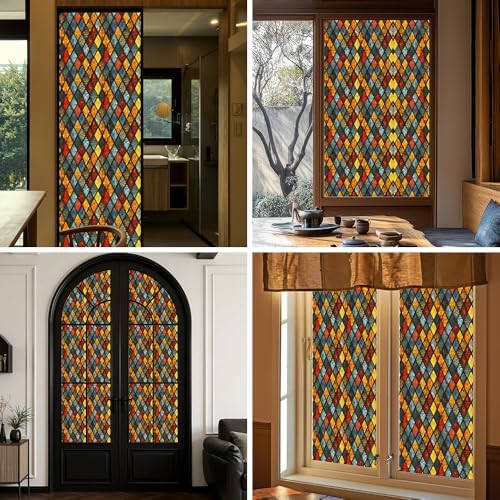 Window UV Protection Rainbow Privacy Film:Non-Adhesive Static Cling Decorative Window Film with Installation Tools,Stained Glass Window Film for Kitchen,Bathroom,and Shower Doors,16.9 x 39.4 inches. - Image 5