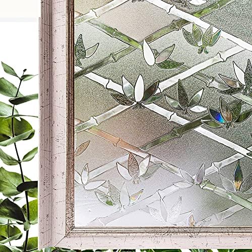 Window Privacy Film for Glass, Bamboo Fence Removable Static Film, 17.5x118.1 Inch by Hoonng