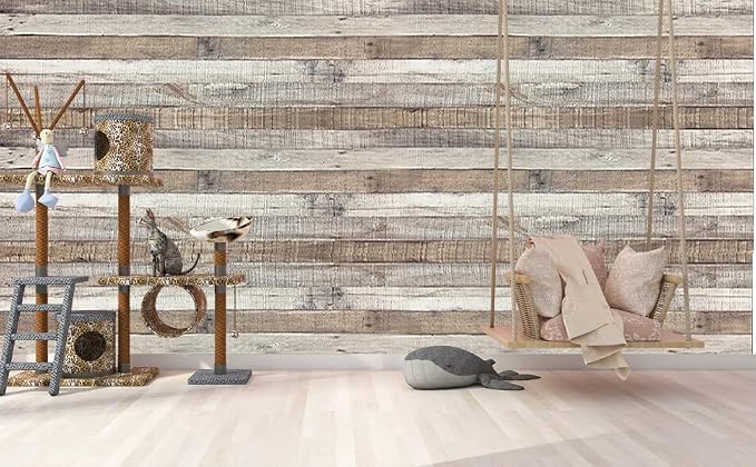 Vintage Wood Wallpaper Rustic Wood Wallpaper Stick and Peel Self Adhesive Distressed Wood Look Wallpaper Vinyl Shelf Home Wood Panel Wall Paper Covering Film 17.3"× 120" - Image 5
