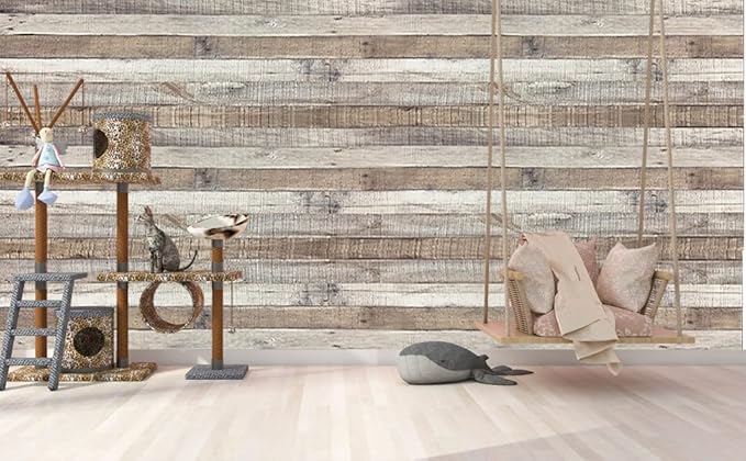 Rustic Wood Wallpaper Grain Paper Faux Stick and Peel Vintage Distressed Reclaimed Self Adhesive Vinyl Home Use Shiplap Wall Cover Thicken 17.3"× 400" - Image 7