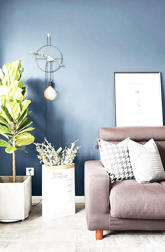 Dimoon 236''x17.7'' Blue Peel and Stick Wallpaper Contact Paper Modern Self Adhesive Wall Paper Removable Renter Friendly Textured Solid Color Shelf Cabinet Vinyl Roll (236''x17.7'',Light Grey Blue) - Image 5