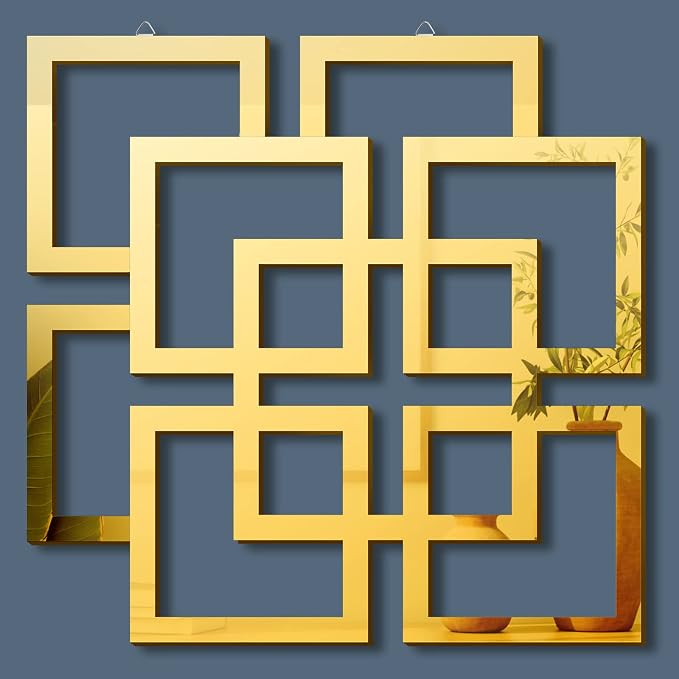 Weysat 2 Pieces Silver Mirrored Wall Decor 11.8 x 11.8, Gold, Mirrored by Weysat