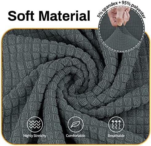 Asnomy Stretch Couch Covers Washable, loveseat Covers Slipcovers,Gray - Image 3