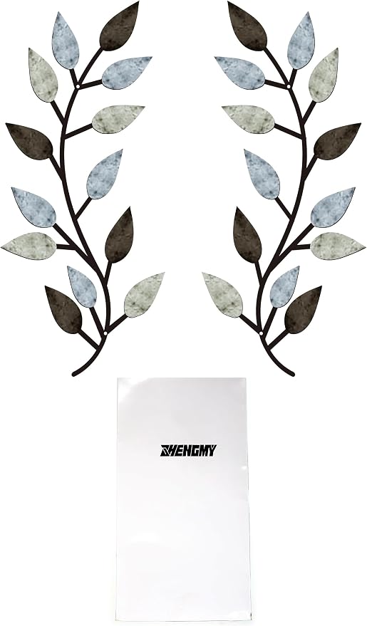 Zhengmy 2 Pcs Metal Leaf Wall Art Vine Branch Decor,Pastel Colors | Olive Branch Metal Decor for Living Room Hallway, Symmetrical Leaf Pair for Doorway Entryway, Lightweight Hanging Art Design - Image 7