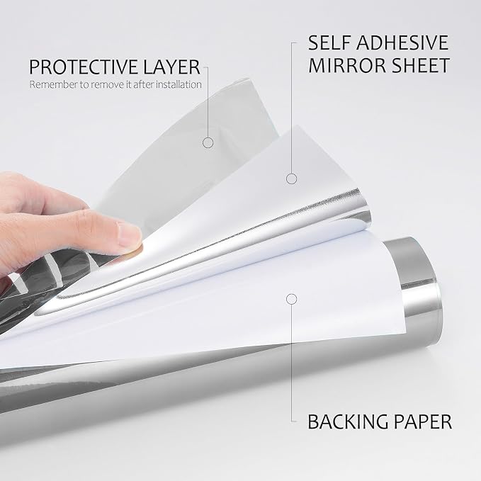 Stickyart 24"x160" Large Size Flexible Mirror Stickers for Walls Self Adhesive Mirror Sheets Mirrors Wall Stickers Peel and Stick Mirrors for Wall Decor Reflective Paper Metallic Wallpaper Non Glass - Image 7