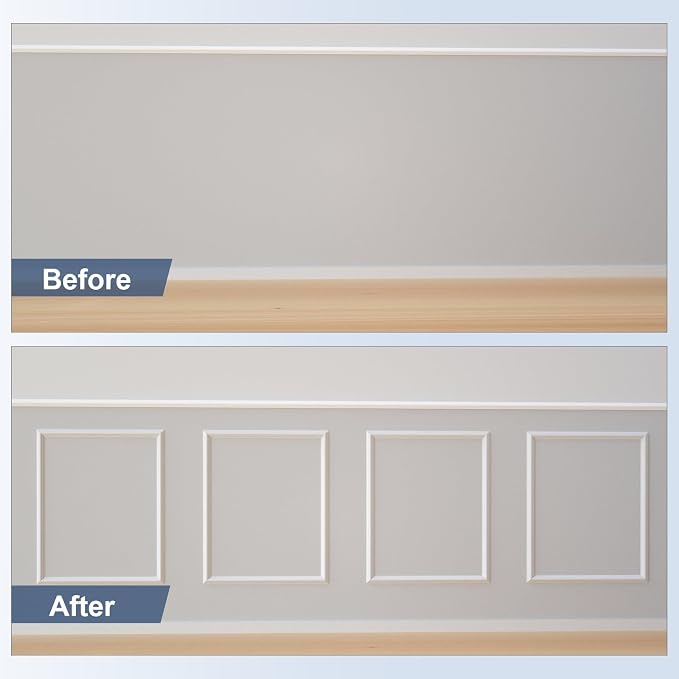 NeatiEase 4 Set Peel and Stick Wall Molding Trim Kit, 16" x20" Premade Wainscoting Panels, Self Adhesive Moulding Panel for Interior Walls Picture Frame - Image 3