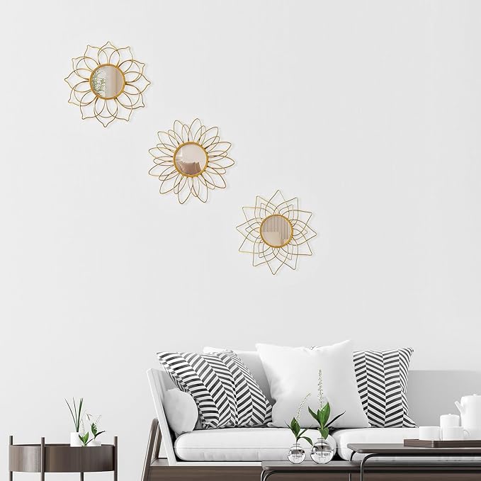 Champagne Gold Round Mirrors for Wall, Decorative Mirrors for Wall Decor - Image 8