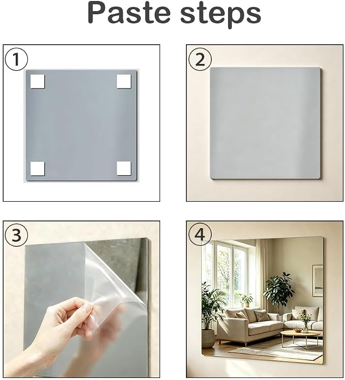 Acrylic Mirror Tiles, 12x12 in Shatterproof Wall Mirrors, 4 Pack - Image 7