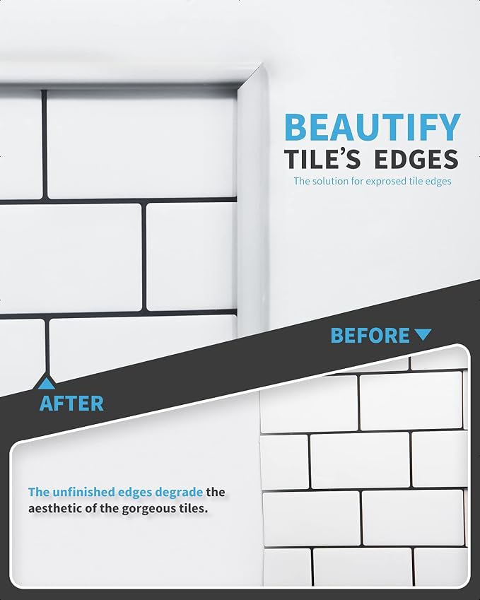 Art3d 10 ft Peel and Stick Tile Edge Trim, Backsplash Corner Decor, White - Image 5