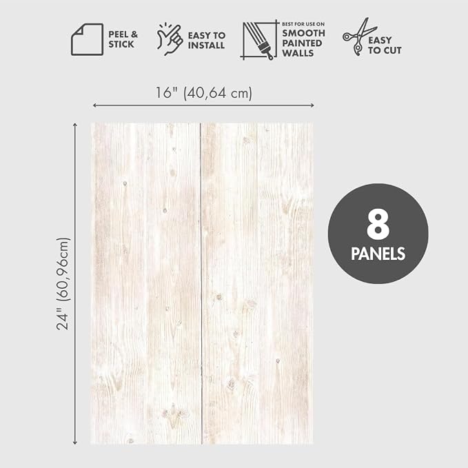 Peel and Stick Wallpaper Panels, So Poplar, 8-Pack | 16 x 24 in panel size; Covers up to 21.33 sq ft; Vinyl peel & stick; No paste needed; Great for walls, shelves & cabinets. - Image 2