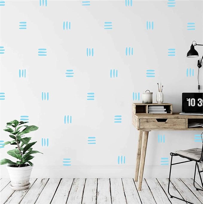120Pcs Modern Line Wall Sticker Boho Nursery Decal (Blue) | Self Adhesive Vinyl, Removable Waterproof Murals, Minimalist Home Art, Ideal DIY Decor For Living Room YT5037 - Image 2