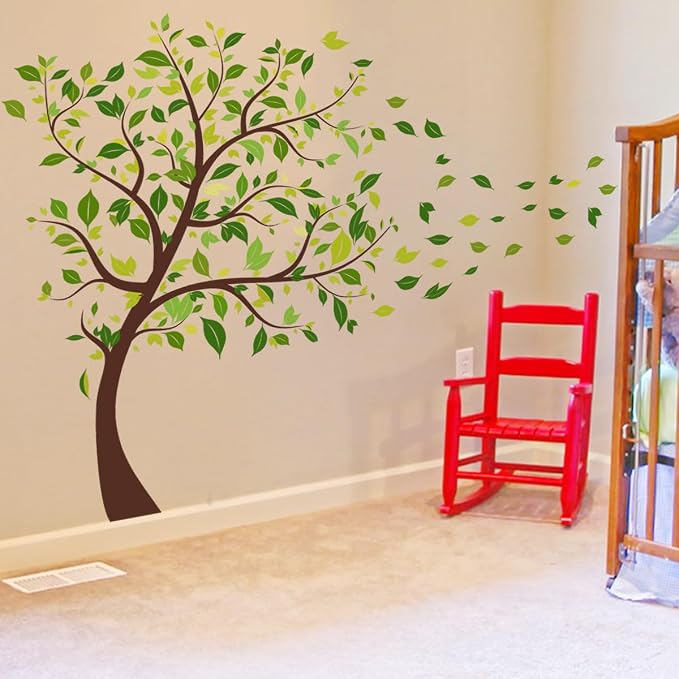 2 Pieces Tree Peel & Stick Wall Art - Large Leaf Stickers, Vinyl Wall Stickers & Murals - Removable Forest Decor for Bedroom, Living Room, Classroom, Nursery, Playroom - Image 5