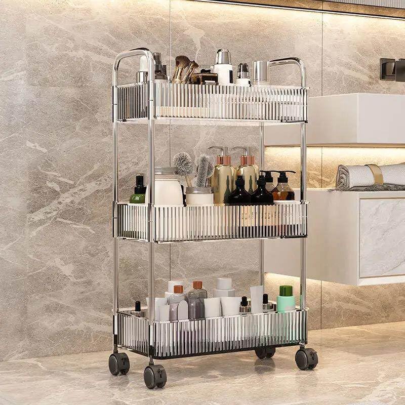 Sooyee Clear 3-Tier Plastic Rolling Utility Cart with Wheels - Image 7