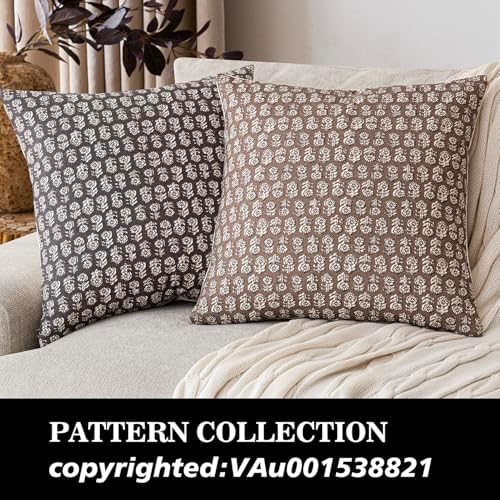 Foindtower Decorative Floral Print Throw Pillow Covers 22×22 Inch,Brown - Image 4