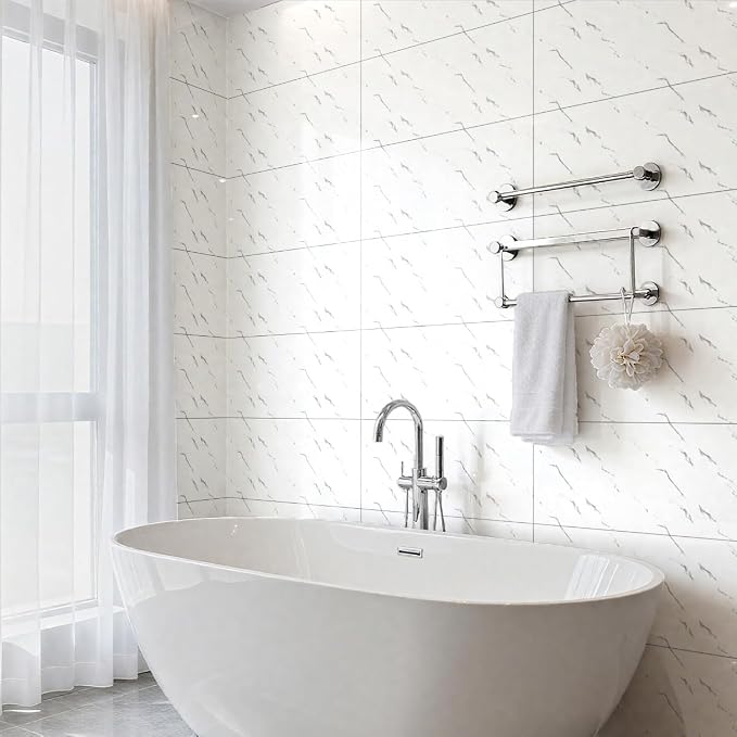10 PCS Marble Peel and Stick Wall Panels 23.6"x11.8" Sticker | Self Adhesive, PVC, Waterproof Backsplash Tile for Bathroom, Kitchen, Living Room, Style4 - Image 3