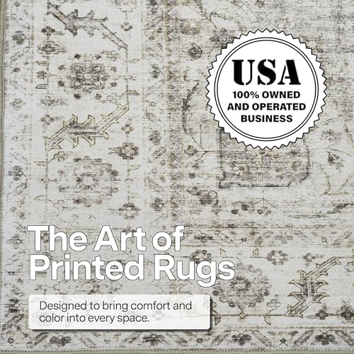 ReaLife Rugs Machine Washable Area Rug Runner - Living Room Bedroom Bathroom Kitchen Entryway Office - Padded Low Pile Stain Resistant Premium - Boho Farmhouse Vintage - Joy - Beige Ivory 2'6" x 6' - Image 4