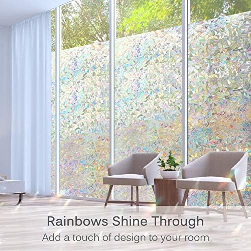 Volcanics Window Privacy Film, Stained Glass Rainbow Cling, 17.5" x 157.4" - Image 2