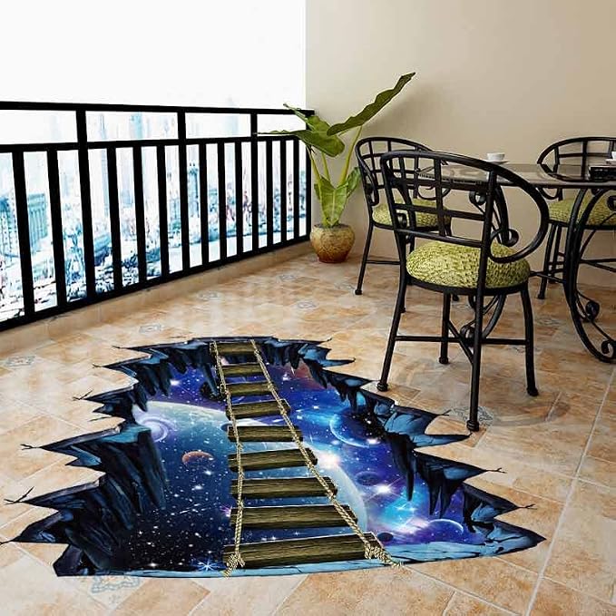 Quanhaigou Blue Galaxy Bridge Wall Sticker,3D Outer Space Decorations Decal for Home Decor Kids Bedroom Large - Image 6