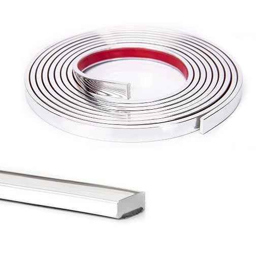 Art3d 30 ft Peel and Stick Flexible Vinyl Molding Trim, Stainless Steel by Art3d