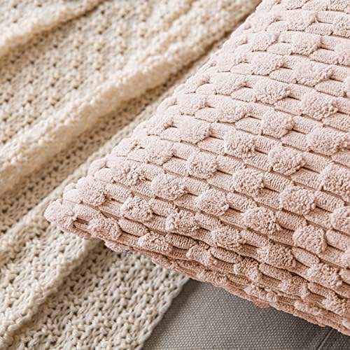 MIULEE Decorative Throw Pillow Covers 18x18 Pink Textured Corduroy - Image 2
