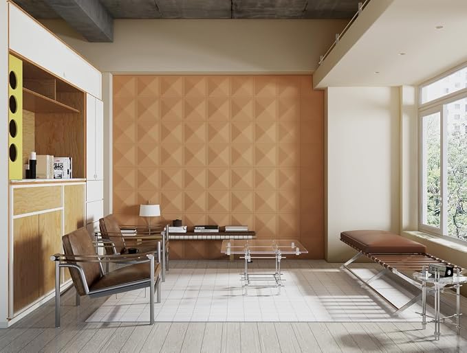 12 Pack 3D Wall Panels for Interior Wall Decor, Accent Wall Panels for Office Living Room Bedroom Hotel Lobby, 12''x12'' Pyramid Wallpapers Cover 12 Sq.Ft, Coffee Brown - Image 8