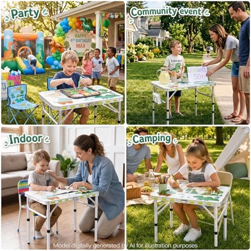 Yriuat Folding Camping Table 2ft Portable Picnic Table, Jurassic Camp - Image 7
