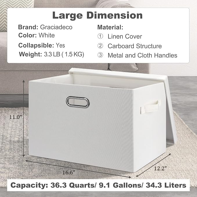 Storage Bins with Lids Fabric Closet Organizers Cubes Office Organization - Image 2