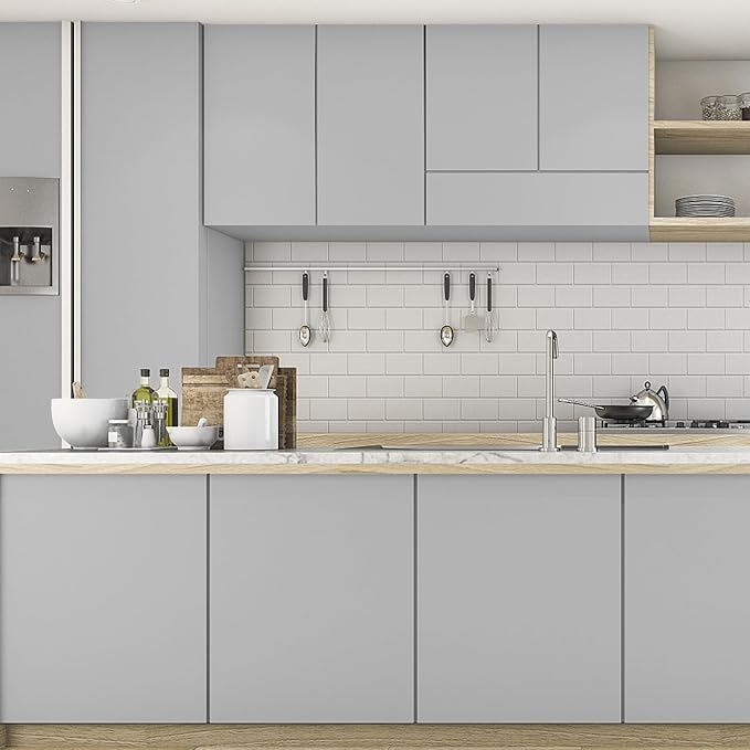 SOON AFTER Grey Peel and Stick Wallpaper Matte Gray Contact Paper Self Adhesive Waterproof Vinyl Roll for Wall Coverings,Cabinets,Countertops,Bedroom 15.7"x118" - Image 8
