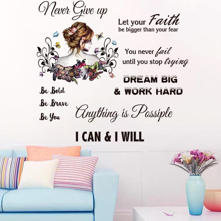 Inspirational Vinyl Wall Sticker Motivational Saying Quotes Peel and Stick Wall Decals for Mirror Bedroom Living Room Office Bathroom (Inspirational 1) - Image 3