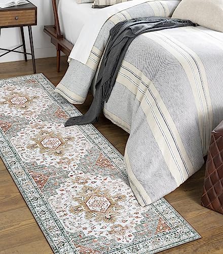 Moynesa Ultra-Thin Washable Runner - 2'6" x 8' Hallway Rug, Kitchen & Bathroom Carpet, Vintage Printed Low Pile Entryway Runner for Apartment, Camper, RV, Beige/Gold - Image 6