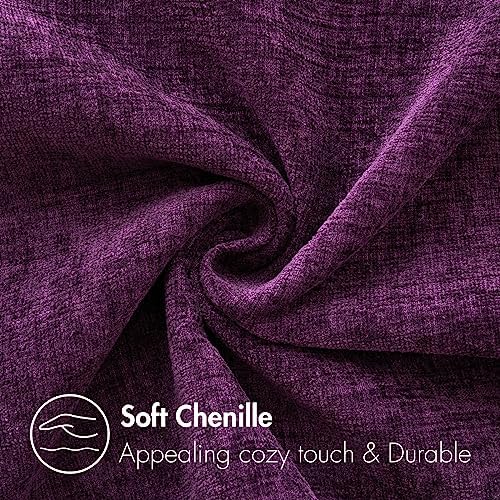 MIULEE Soft Chenille Lumbar Throw Pillow Covers Plum Purple 12x20 Inch - Image 2