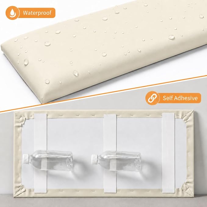 Anti Collision Wall Padding for Kids, Upholstered 3D Wall Panels | 4 Packs 7.8'' x 15.7'' Peel and Stick Headboard, Self Adhesive Wall Pads for Kids, Bedroom, Living Room, Beige White - Image 7