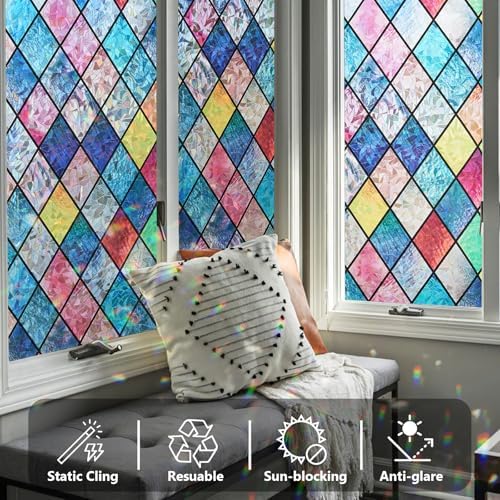 Window Privacy Film Stained Glass 45.2" x 78.7" Rainbow - Image 6