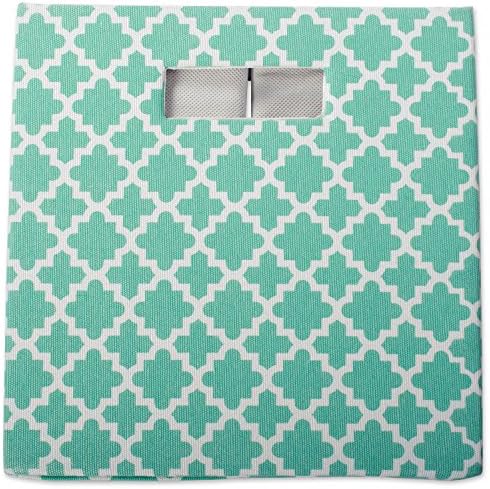 DII Hard Sided Collapsible Fabric Storage Container for Nursery, Offices, & Home Organization, (13x13x13) - Lattice Aqua - Image 4