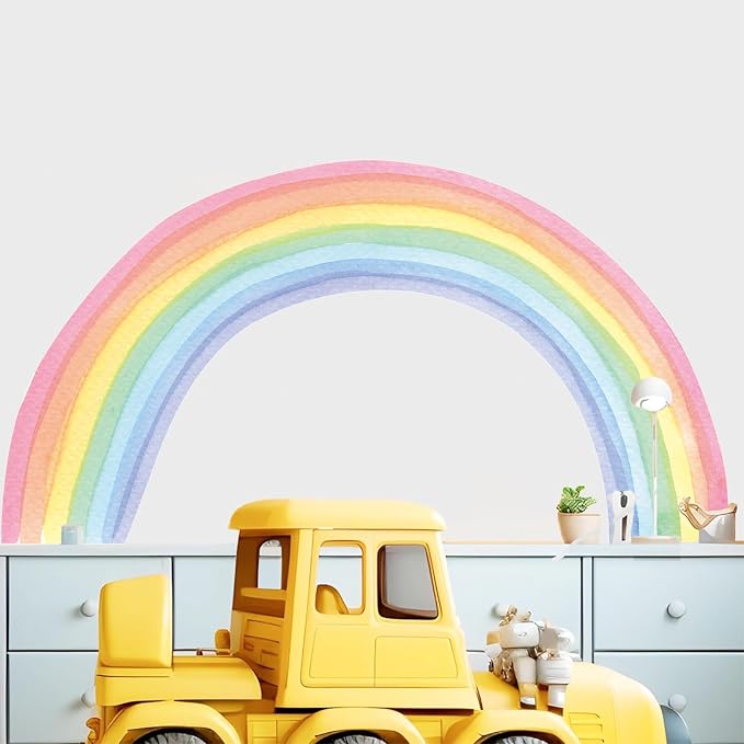 Large Rainbow Wall Decals - Colorful Wallpaper and Wall Stickers for Girls' Bedroom - Vibrant Rainbow Wall Art Decoration for Nursery and Classroom by Kasubeso