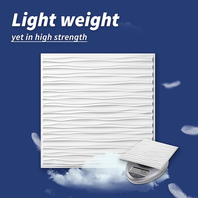 Art3dwallpanels Ceiling Tiles 24 x 24, 12 Pack, White | Interior Wall Décor, Drop Ceiling Tile 3D Wall Panel, Fire Rated Waterproof Premium PVC, No Sag and Breakage, Cover 48 Sq.Ft. - Image 9
