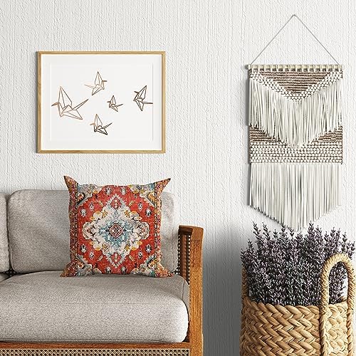 Snycler Boho Throw Pillow Covers 24x24 inch Set of 2 Boho Rug Carpet Double Sided Pattern Cotton Soft Pillow Case Cushion Cover Pillowcase for Couch Sofa Bed Decorative (Orange) - Image 5