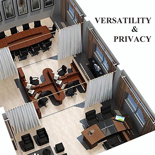 NICETOWN Room Divider Curtain Screen Partitions, Extra Wide Room Partitions and Dividers, Privacy Curtain Room Divider for Hall, Daytime Sleep (Single Piece, 15ft Wide x 8ft Long, Greyish White) - Image 5