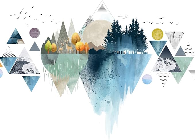 Mountain Decals for Walls Decals Peel and Stick Nature Arch Wall Decal Geometric Wall Stickers Forest Wall Mural or Living Room by BWLuonan