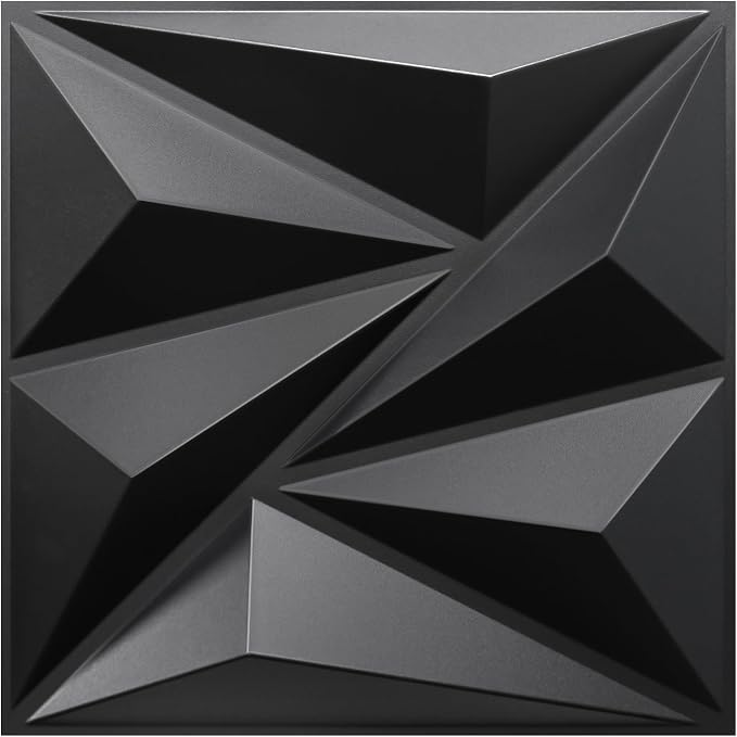 STICKGOO Black Diamond 3D Wall Panels, 12''x12'', 33 Pack | PVC Accent Wall Panels for Interior Wall Decor, Living Room, Bedroom, TV Background, Lobby, Cover 32.Sq.Ft by STICKGOO
