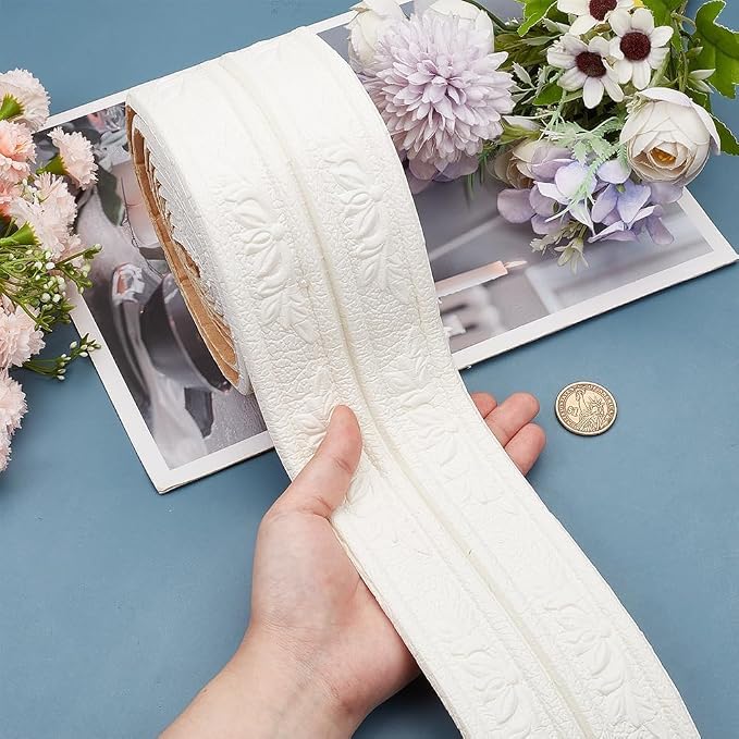 CRASPIRE 90.5 x 3 Wider White Foam Flexible Molding Trim Peel and Stick Self Adhesive Crown 3D Decorative Wallpaper Border Caulk Trim Wall Baseboard Lines Mirror Moulding Frame Strip for Home Decor - Image 3
